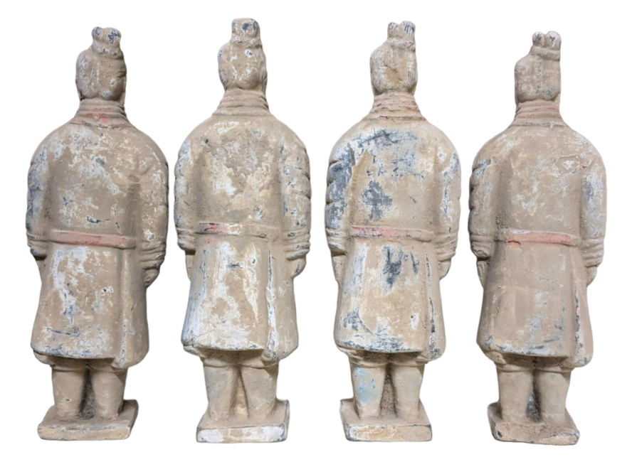 Antyczna kolorowa statua wojownika z terakoty 16 cm x 4 szt