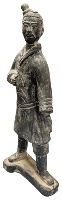 Statua wojownika piechoty z czarnej terakoty 35 cm