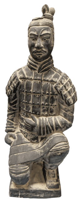 Posąg czarnego klęczącego łucznika z terakoty 35 cm