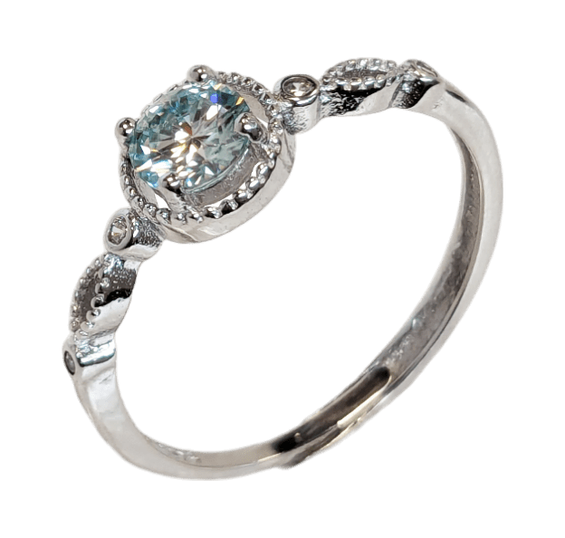 Regulowany srebrny pierścionek Moissanite S925 AAA 5 mm