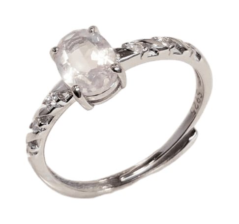 Srebrny pierścionek 925 Regulowany kwarc różowy AAA 5x7mm