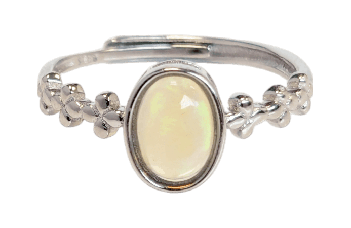 Srebrny pierścionek 925 Regulowany opal AA 5x7mm
