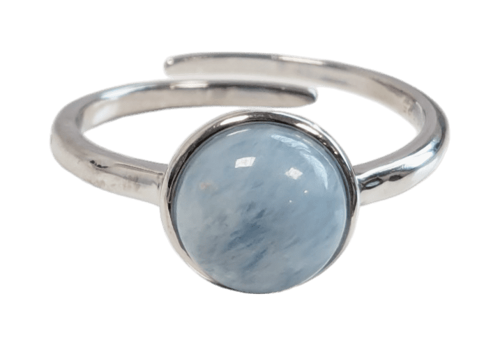 Srebrny pierścionek 925 Regulowany okrągły akwamaryn AA 8mm