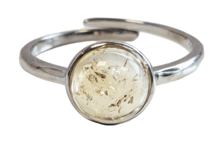 Srebrny pierścionek 925 Regulowany okrągły naturalny cytryn AA 8mm