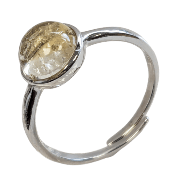 Srebrny pierścionek 925 Regulowany okrągły naturalny cytryn AA 8mm
