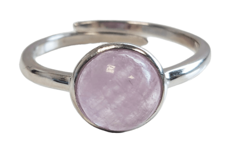 Regulowany okrągły pierścień ze srebra 925 Kunzite AA 8 mm