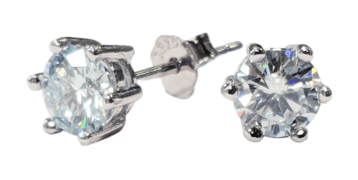 Okrągłe kolczyki pasjans 925 srebrny fasetowany Moissanite AA 5mm