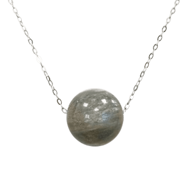 Naszyjnik ze srebra 925 Labradoryt Kamień A+ Kulka 12mm