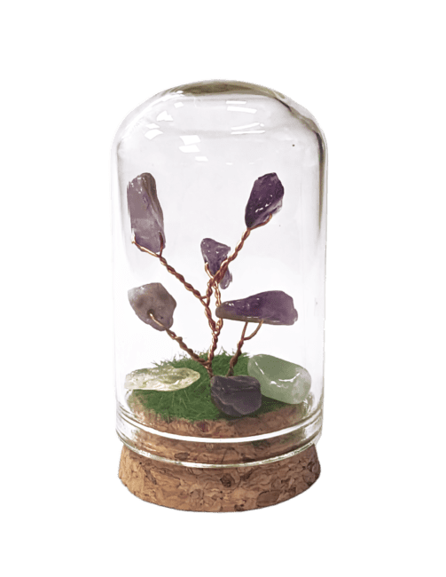 Małe ametystowe drzewo życia pod szklanym dzwonkiem 5,8 cm
