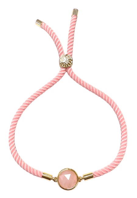 Bransoletka z fasetowanej okrągłej mosiężnej liny z kwarcu różowego 12 mm