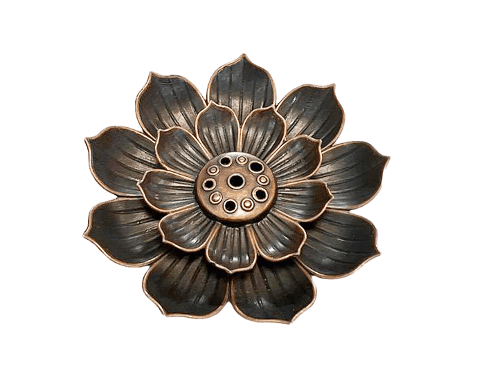 Metalowy stojak na kadzidełko w kształcie kwiatu lotosu 6 cm