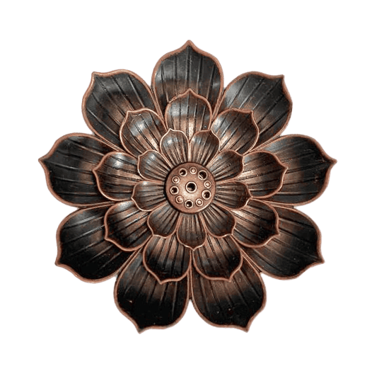 Metalowy stojak na kadzidełko Duży kwiat lotosu 8,5 cm