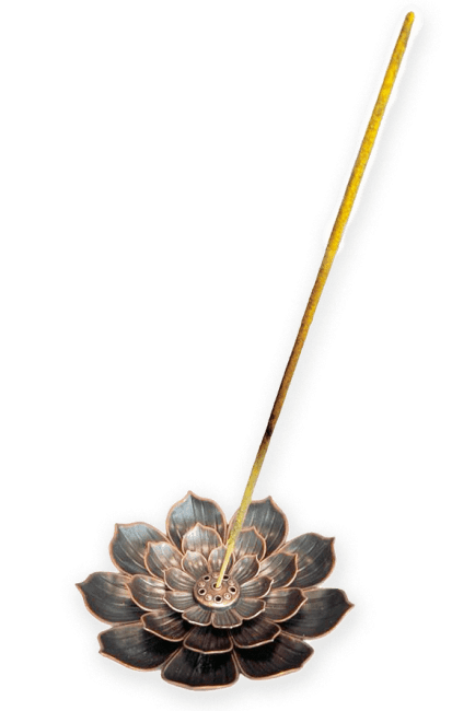 Metalowy stojak na kadzidełko Duży kwiat lotosu 8,5 cm