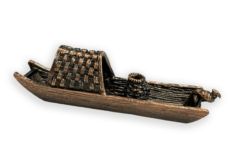 Miedziany metalowy uchwyt na kadzidełko w kształcie łódki 9,5 cm