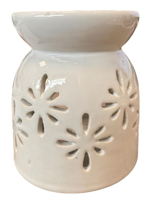Kominek olejowy ceramiczny biały ażurowy 8,5cm