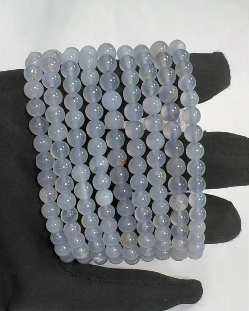 Bransoletka z niebieskiego chalcedonu koraliki AA 6-6.5mm