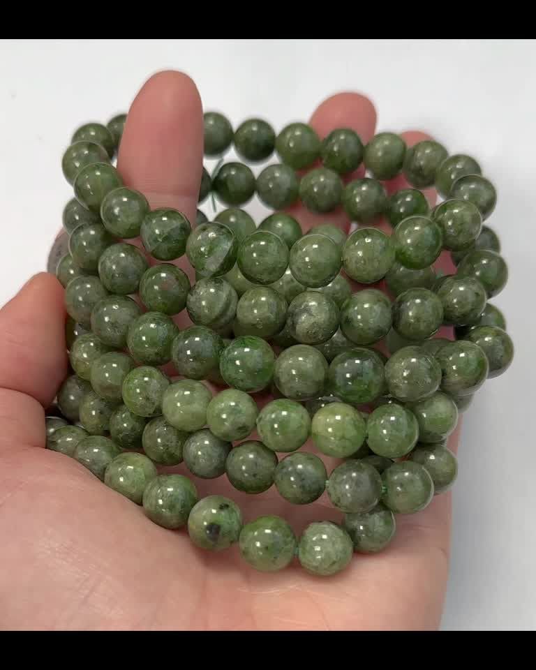 Bransoletka z zielonych koralików Diopside AA 9-10mm