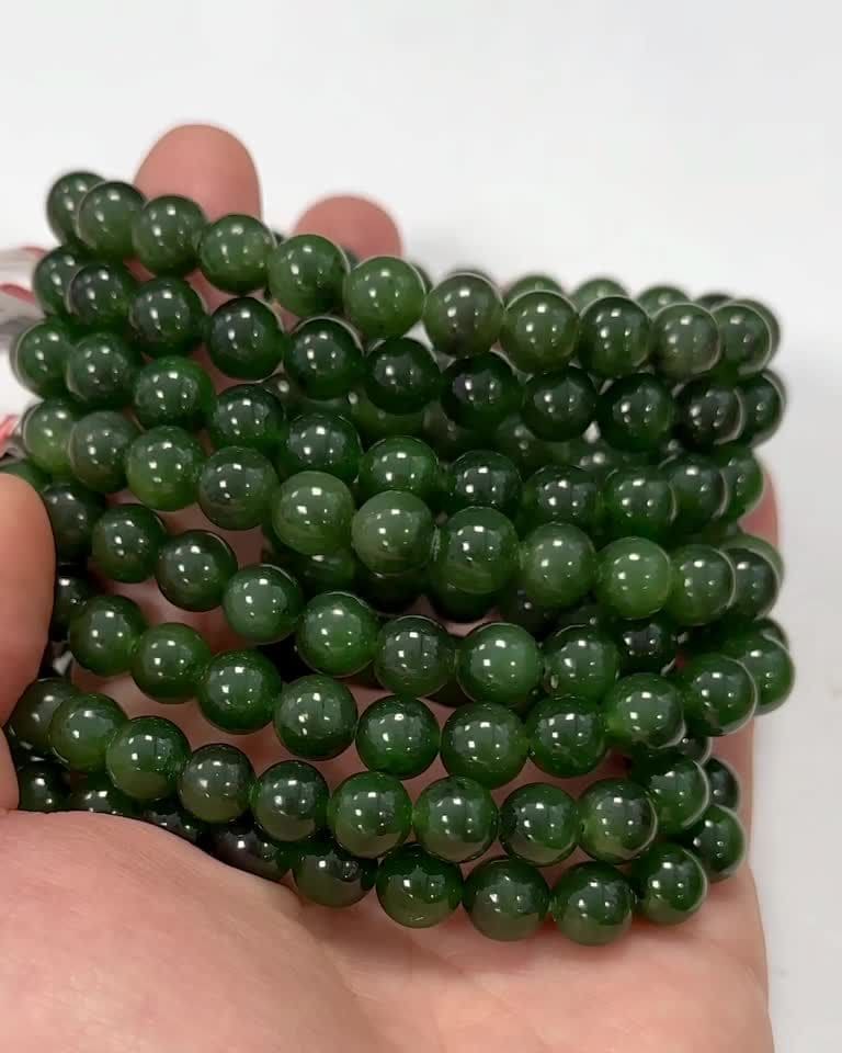 Bransoletka Jade Nephrite Canada AA + koraliki 8mm