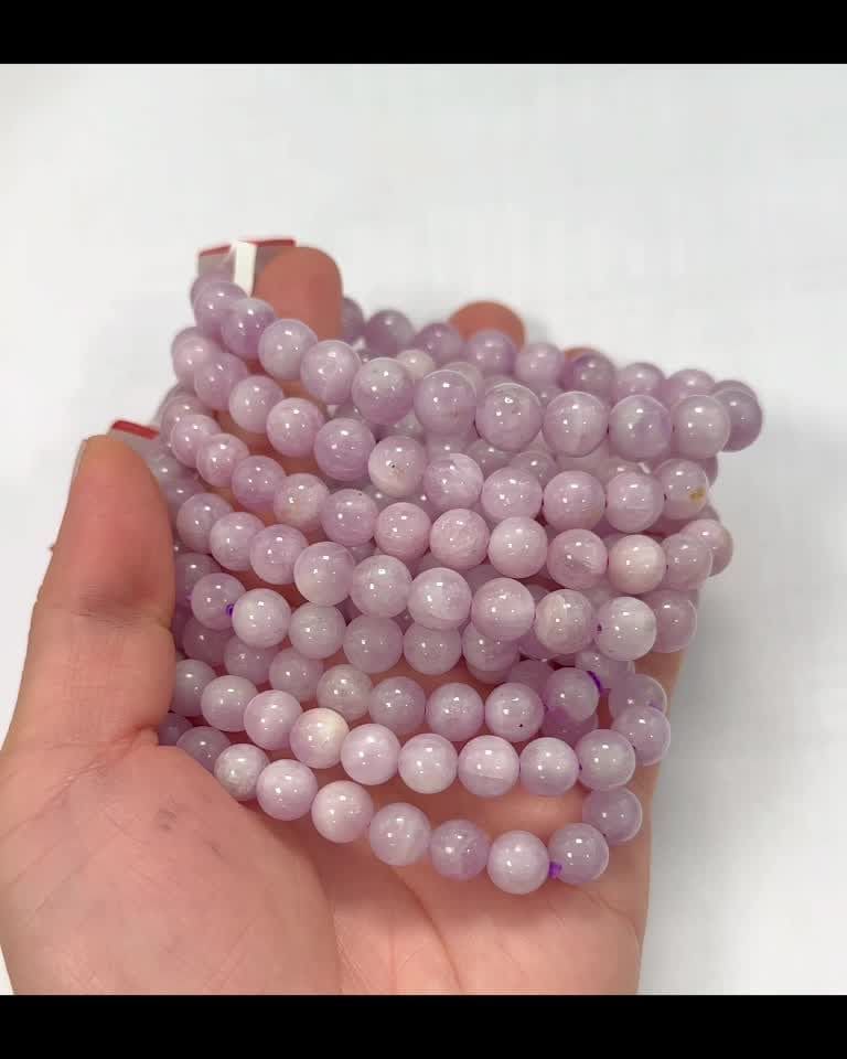 Bransoletka Kunzite AA z koralikami 7.5-8.5mm