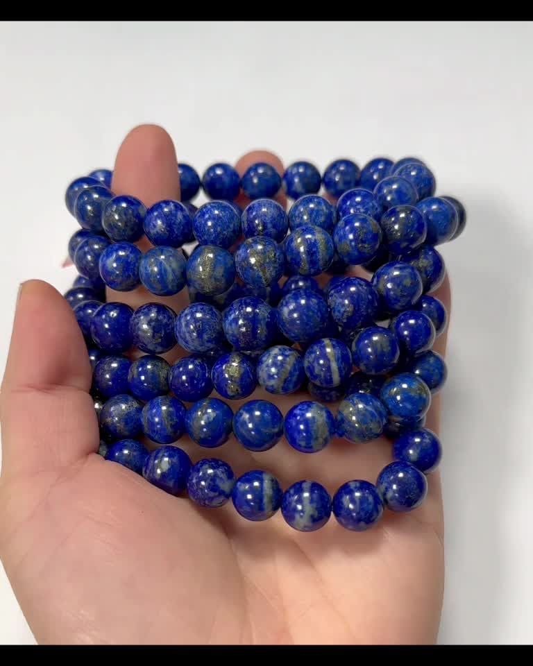 Bransoletka z lapisu lazuli z koralikami o średnicy 8.5-9.5 mm