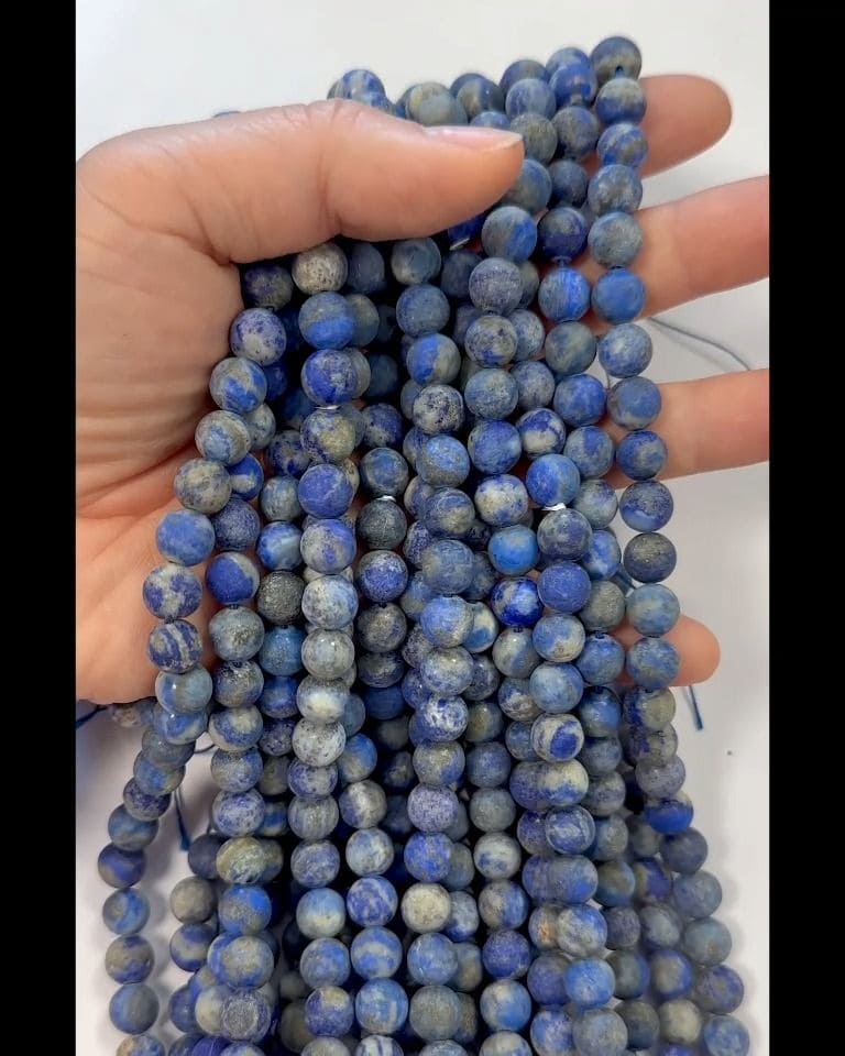 Koraliki matowe Lapis Lazuli 8mm na drucie 40cm